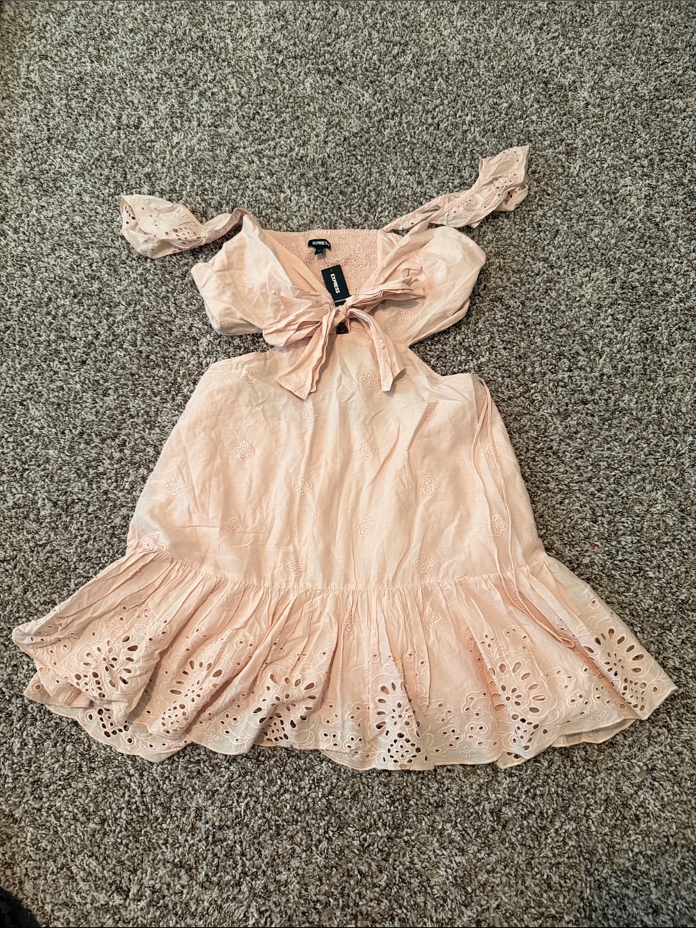 Express Blush Eyelet Tie-Front Sundress